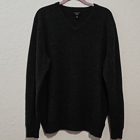 Club Room Luxury 100% Cashmere dark Gray V-Neck Sweater Men’s Size L - Picture 1 of 4